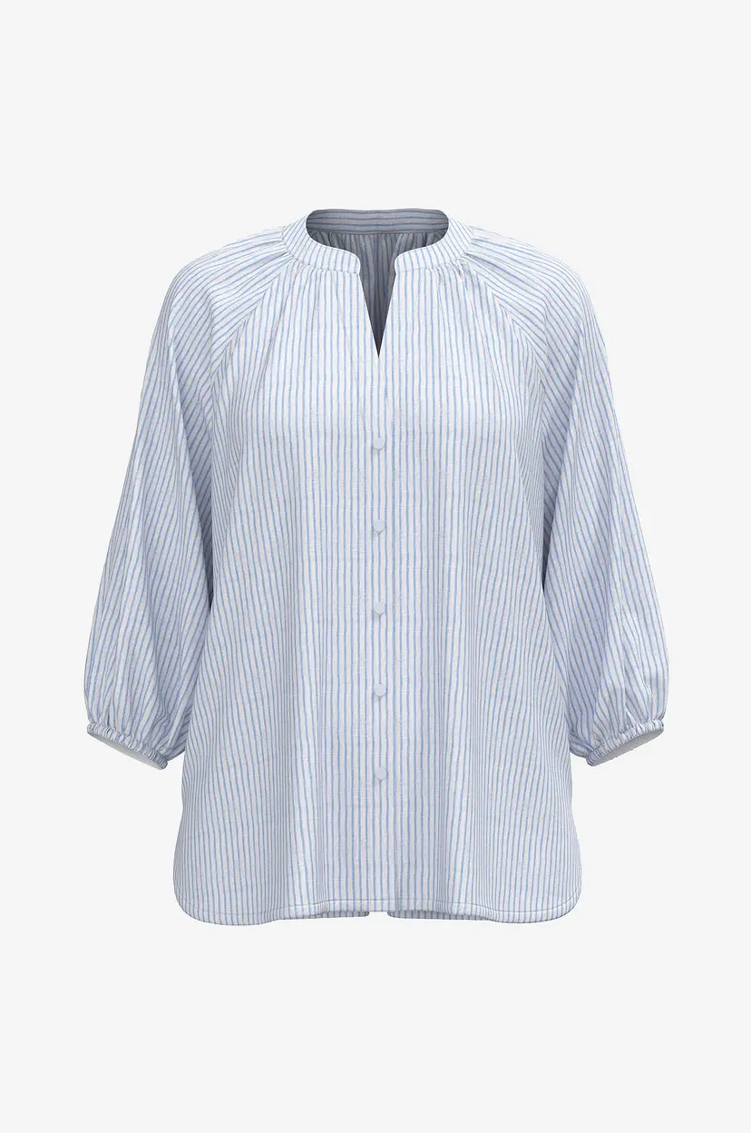 Selected Women Skjorte slfAlberta 3/4 Stripe Shirt - Blå