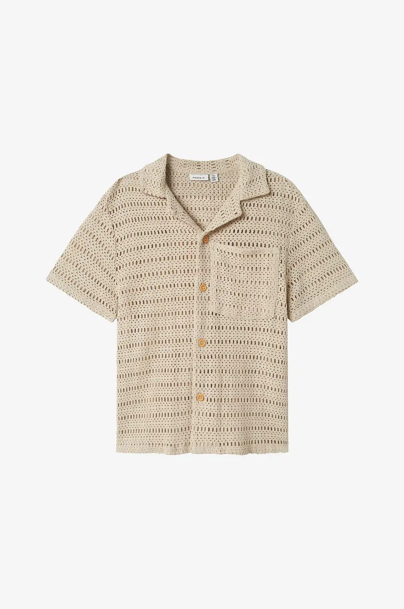 NAME IT Skjorte nkmHilon nReg SS Shirt - Beige