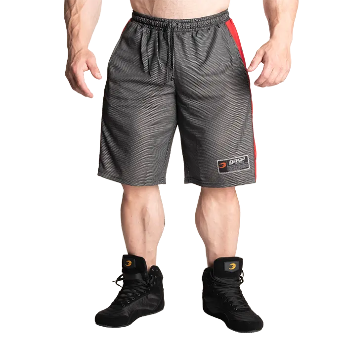 GASP No1 Mesh Shorts, Black/Red