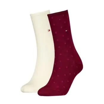 Tommy Hilfiger Tommy Hilfiger Strømper 2P Women Dot Sock Hvit/Rød Str 39/42 Dame