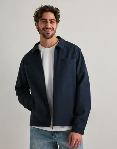 Les Deux Les Deux Marseille Seersucker Zipper Ja Overshirts Blå