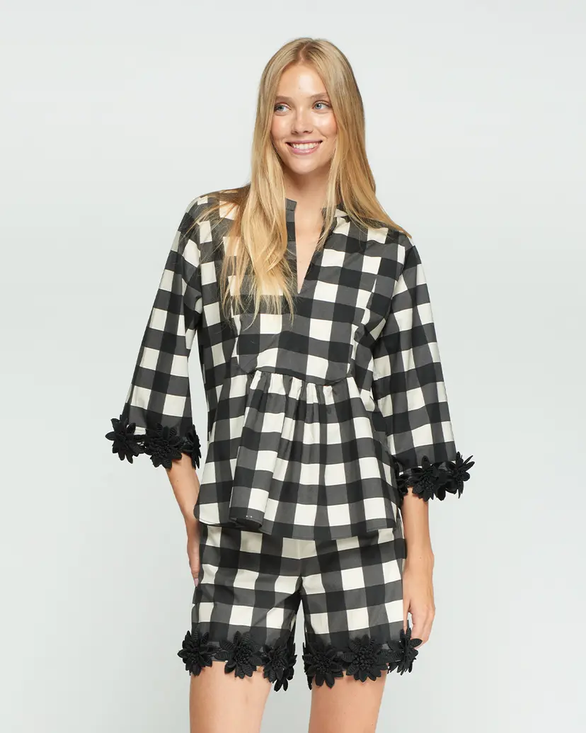 VilaGallo VilaGallo GINGHAM Black 3/4 sleeve shirt