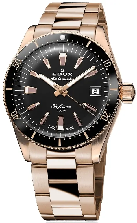 Edox Edox 80131-37RNM-NI Skydiver Sort/Gulltonet stål Ø38 mm