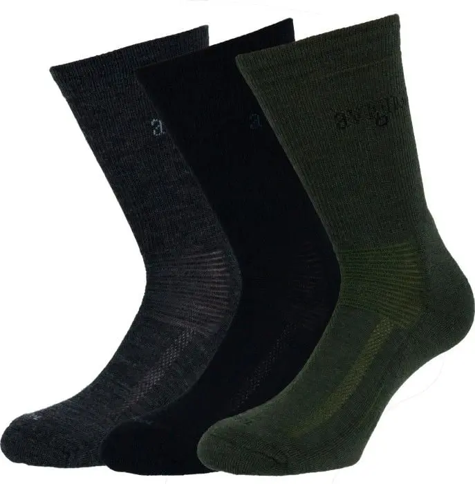 Avignon Avignon Terry Merinowool Hiking Sock 3-pakk Svart/Grå/Grønn