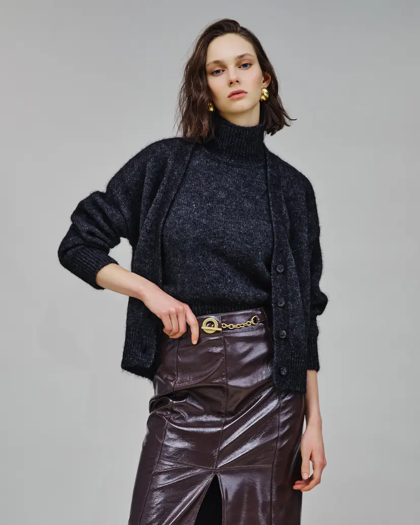 Nenette Nenette MUJER Gray Sleeveless Turtleneck Top
