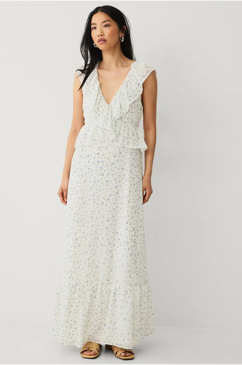Vila Maxikjole viMone S/L Maxi Flounce Dress - Hvit