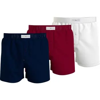 Tommy Hilfiger Tommy Hilfiger 3P Woven Boxers Marine/Rød bomull Large Herre
