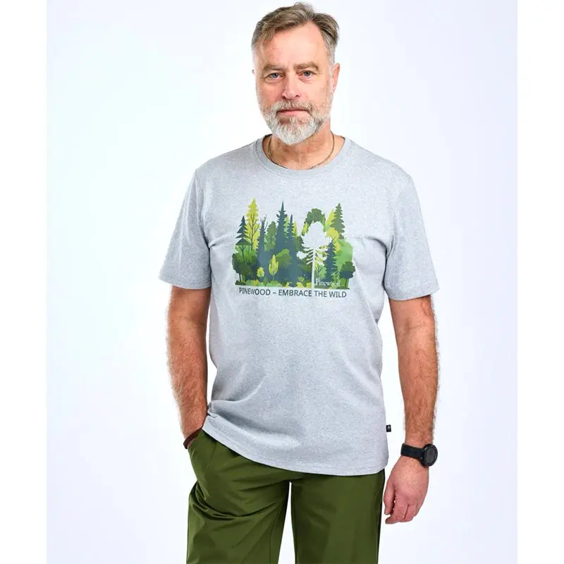 Pinewood Pinewood Finnveden Recycled Outdoor T-SHIRT L.Grey Mel Forest