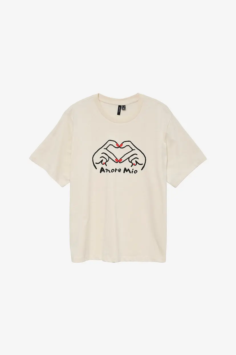 Vero Moda T-skjorte Vmvalerie Caty SS Tee Box Exp - Beige