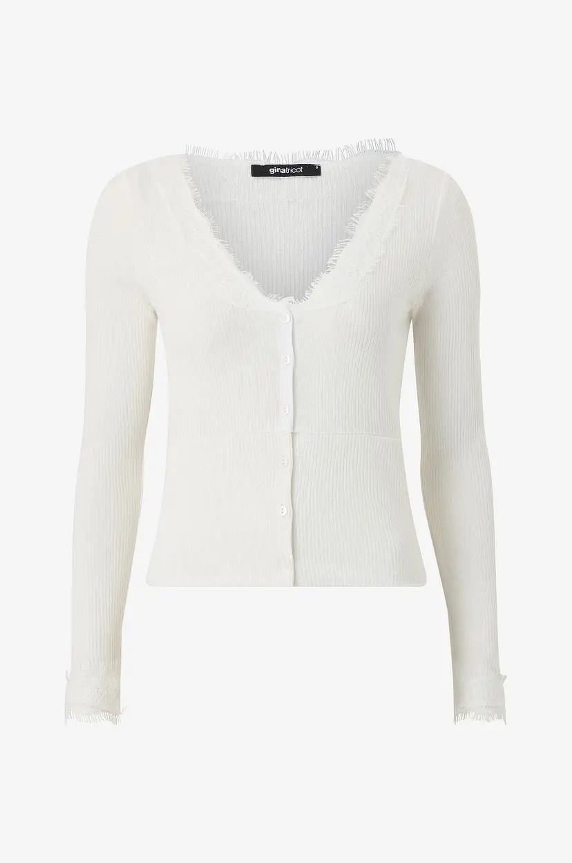 Gina Tricot Topp Lace Detail Button - Hvit