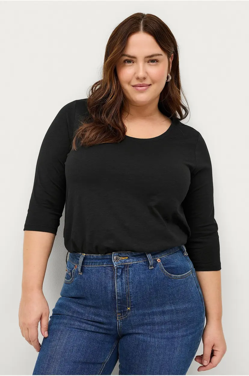 Ellos Plus collection Langermet topp med rund hals - Svart