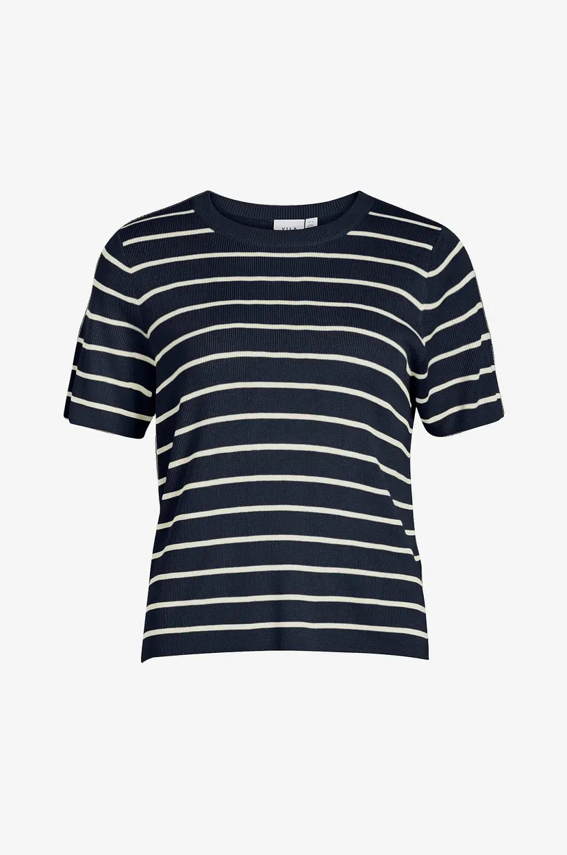 Vila Genser viFulina O-neck S/S Knit Top - Blå
