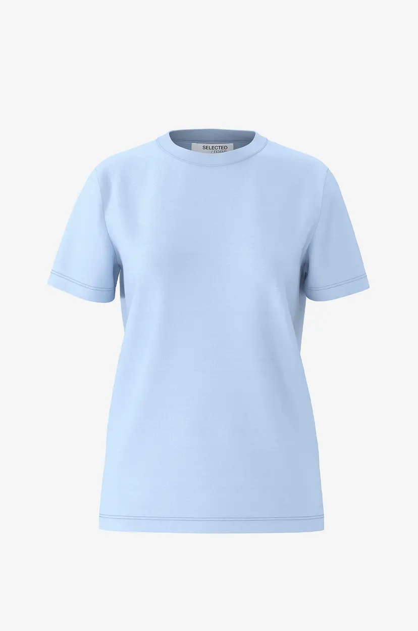 Selected Women Topp slfMyessential SS O-neck Tee - Blå