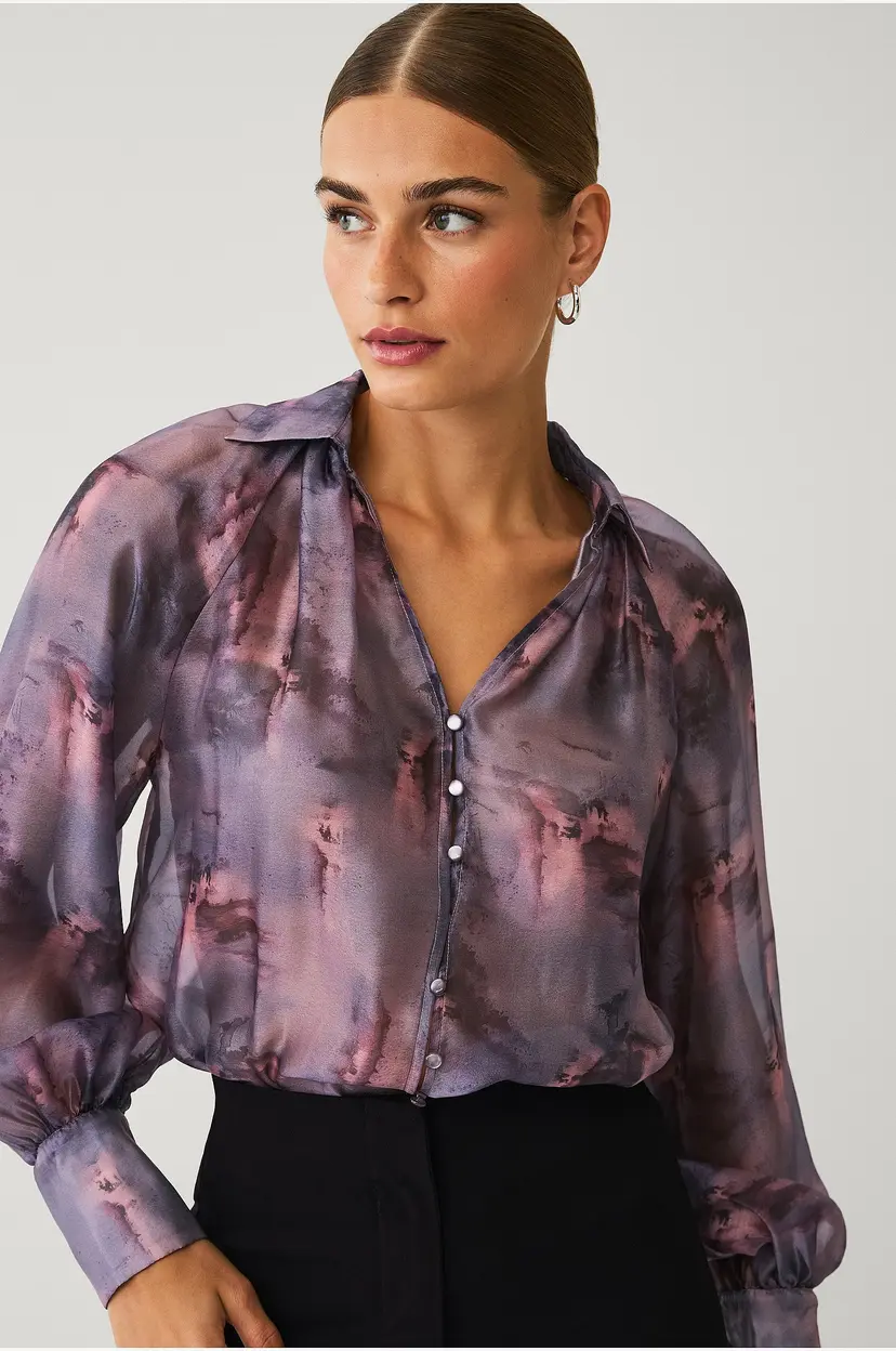Ellos Collection Bluse med puffermer - Lilla