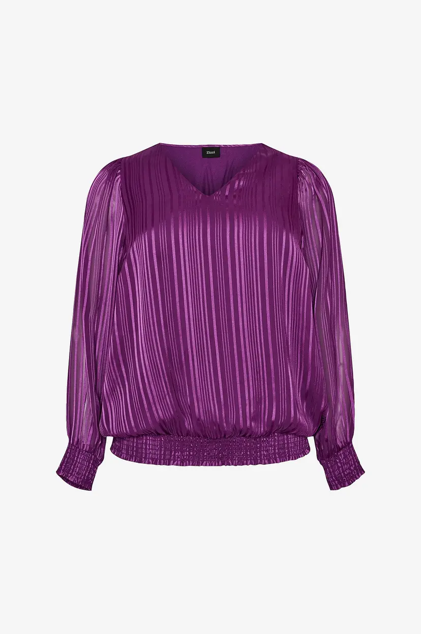 Zizzi Bluse Marita, L/S, Blouse - Lilla