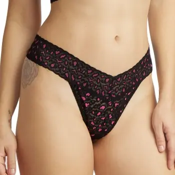 Hanky Panky Hanky Panky Truser 2P Cross Dyed Leopard Original Rise Thong Svart/Rosa nylon One Size Dame