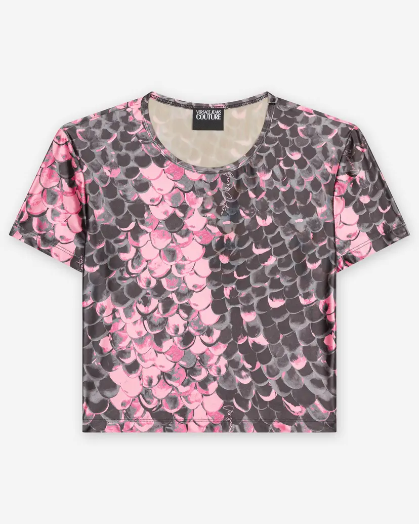 Versace Jeans Couture Versace Jeans Couture Lycra Print Animalier Rose T-shirt