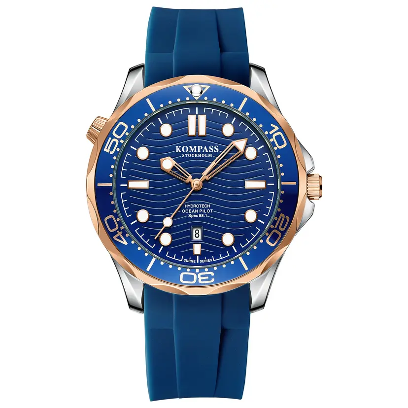 Kompass Stockholm Kompass Ocean Pilot Rose Gold Silver Blue