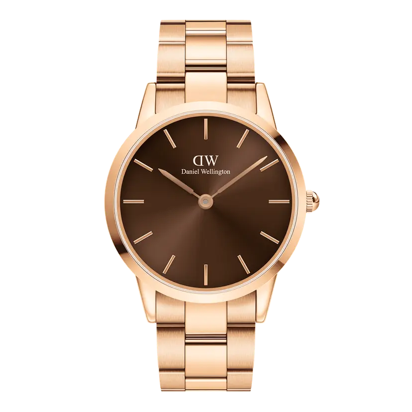 Daniel Wellington Rose Gold 36mm Watch Iconic Link Amber | DW