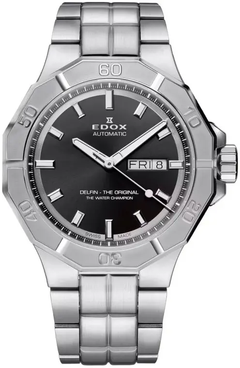 Edox Edox Herreklokke 88008-3M-NIN Delfin The Original Sort/Stål Ø43 mm