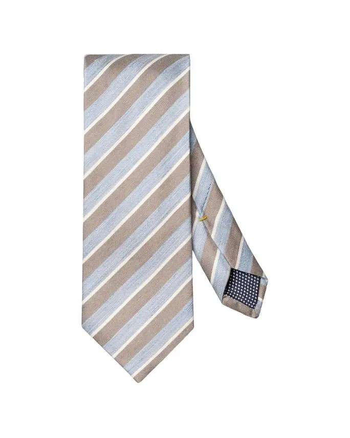 ETON Striped Woven Linen Silk Tie