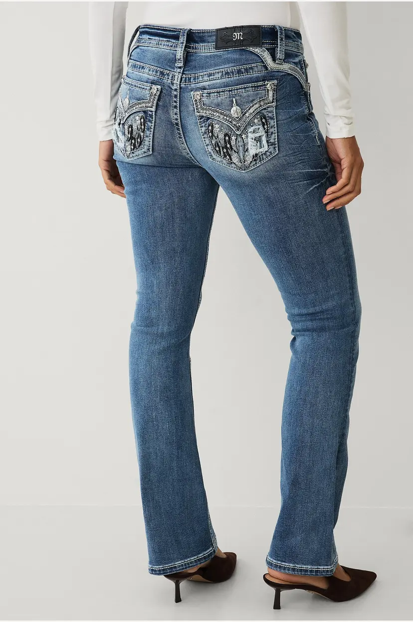 Miss Me Jeans Trinity Wing Bootcut Jeans - Blå