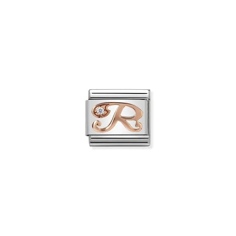 Nomination Letter R w/ Cubic Zirconia Rose Gold