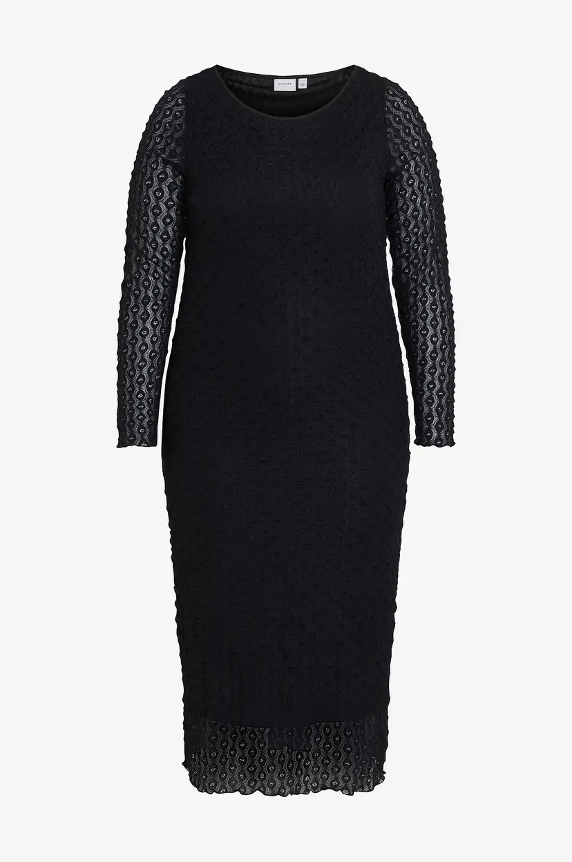 Evoked Vila Kjole viMessan Boatneck L/S Midi Dress/cu - Svart