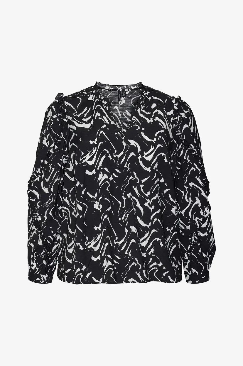 Vero Moda Curve Bluse vmccia LS Top Wvn Cur - Svart