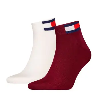 Tommy Hilfiger Tommy Men Uni Flag Quarter Sock Strømper 2P Hvit/Rød Str 35/38