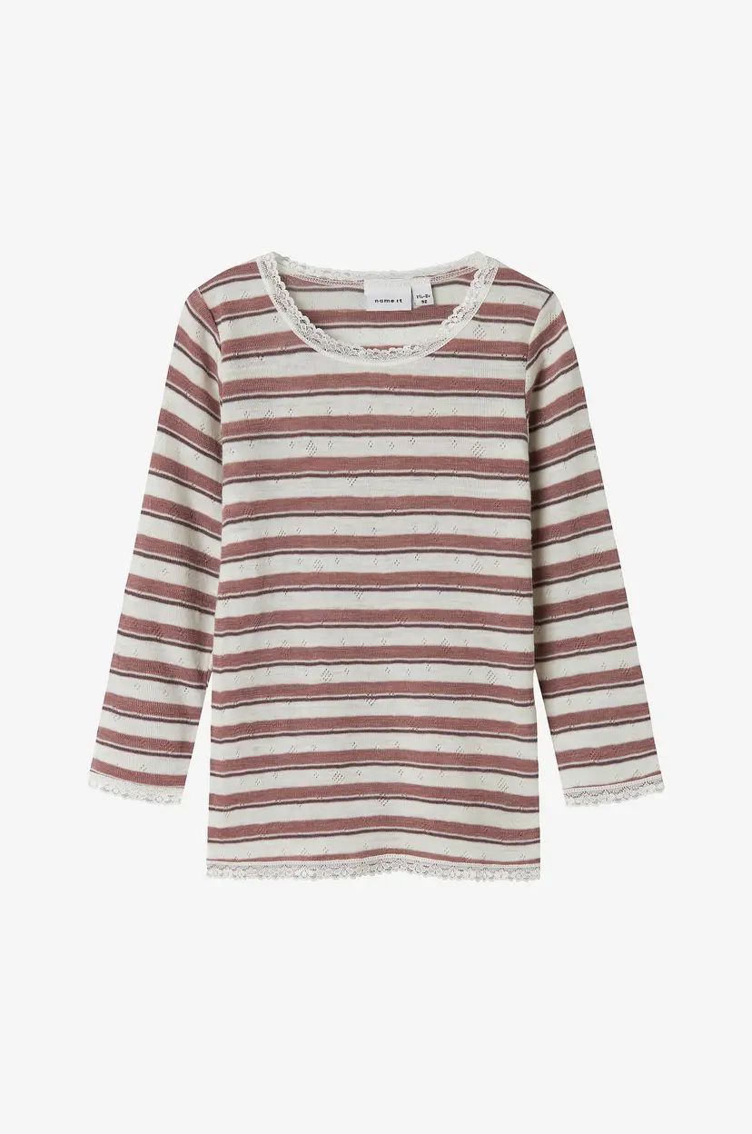 NAME IT Topp nmfWang Wool Needle LS Top - Rød