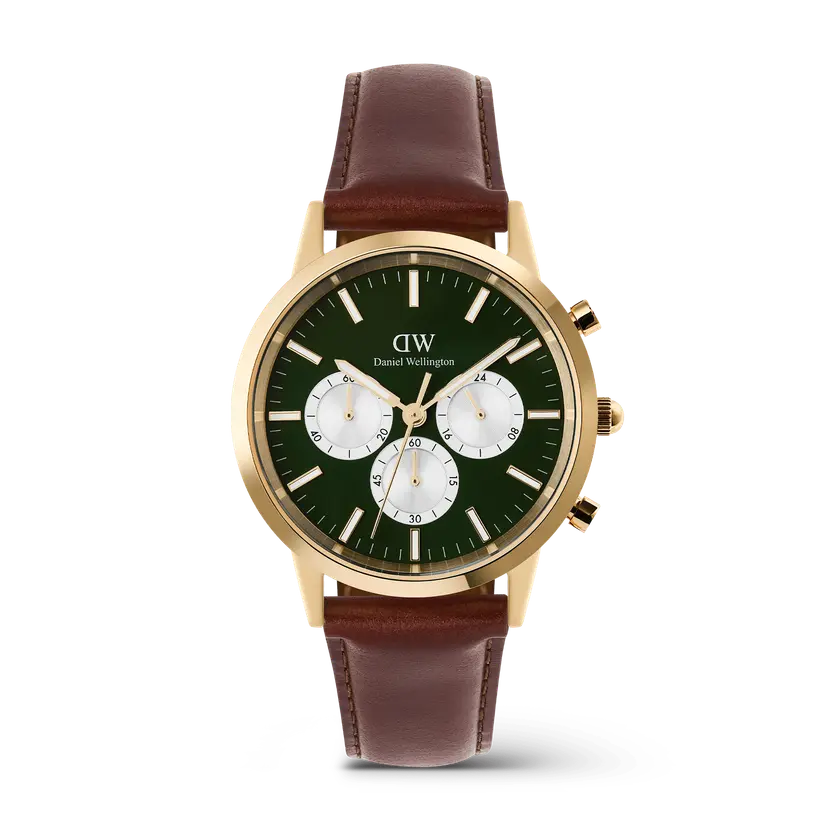 Daniel Wellington Gold 42mm Watch Iconic Chronograph St Mawes Emerald Panda | DW