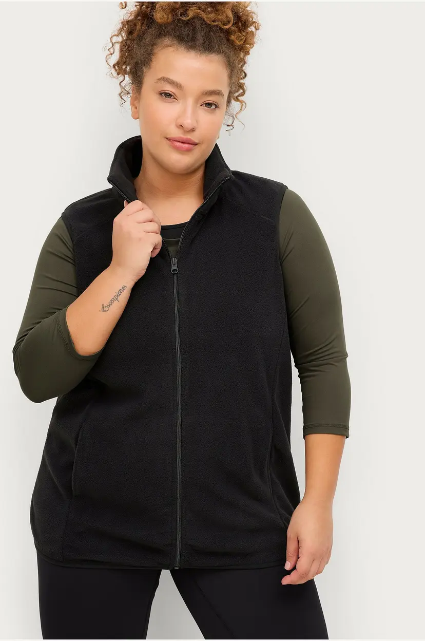 Zizzi Fleece-vest aOdi S/L Vest - Svart