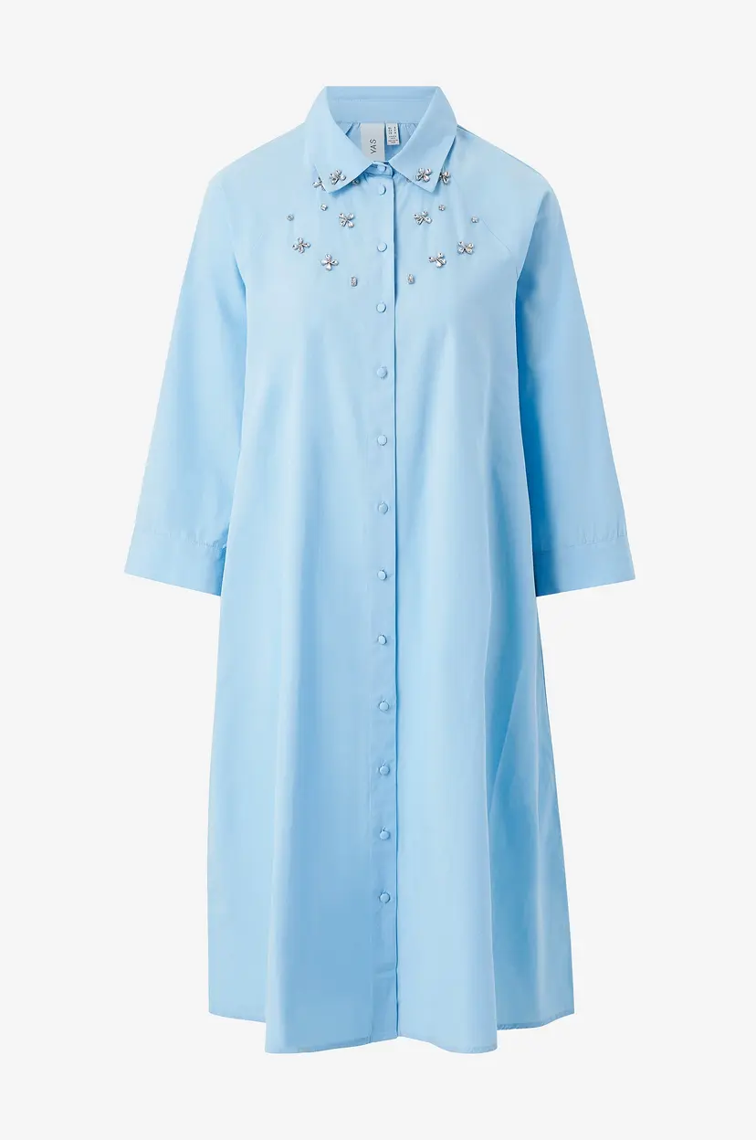 Y.A.S Skjortekjole yasZitta 3/4 Midi Shirt Dress - Blå