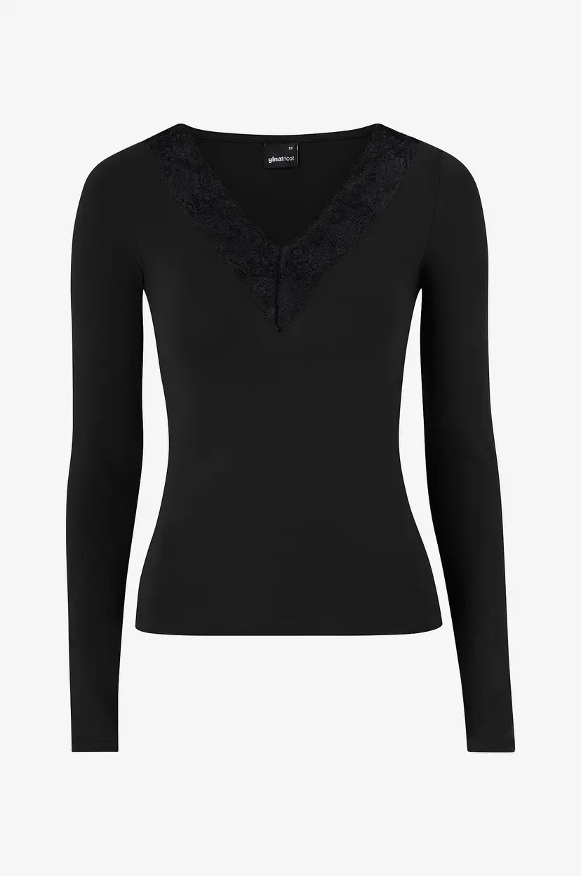 Gina Tricot Topp Lace Detail Top - Svart