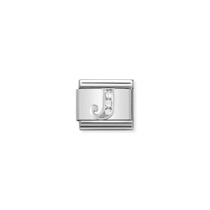 Nomination Letter J Cubic Zirconia Silver