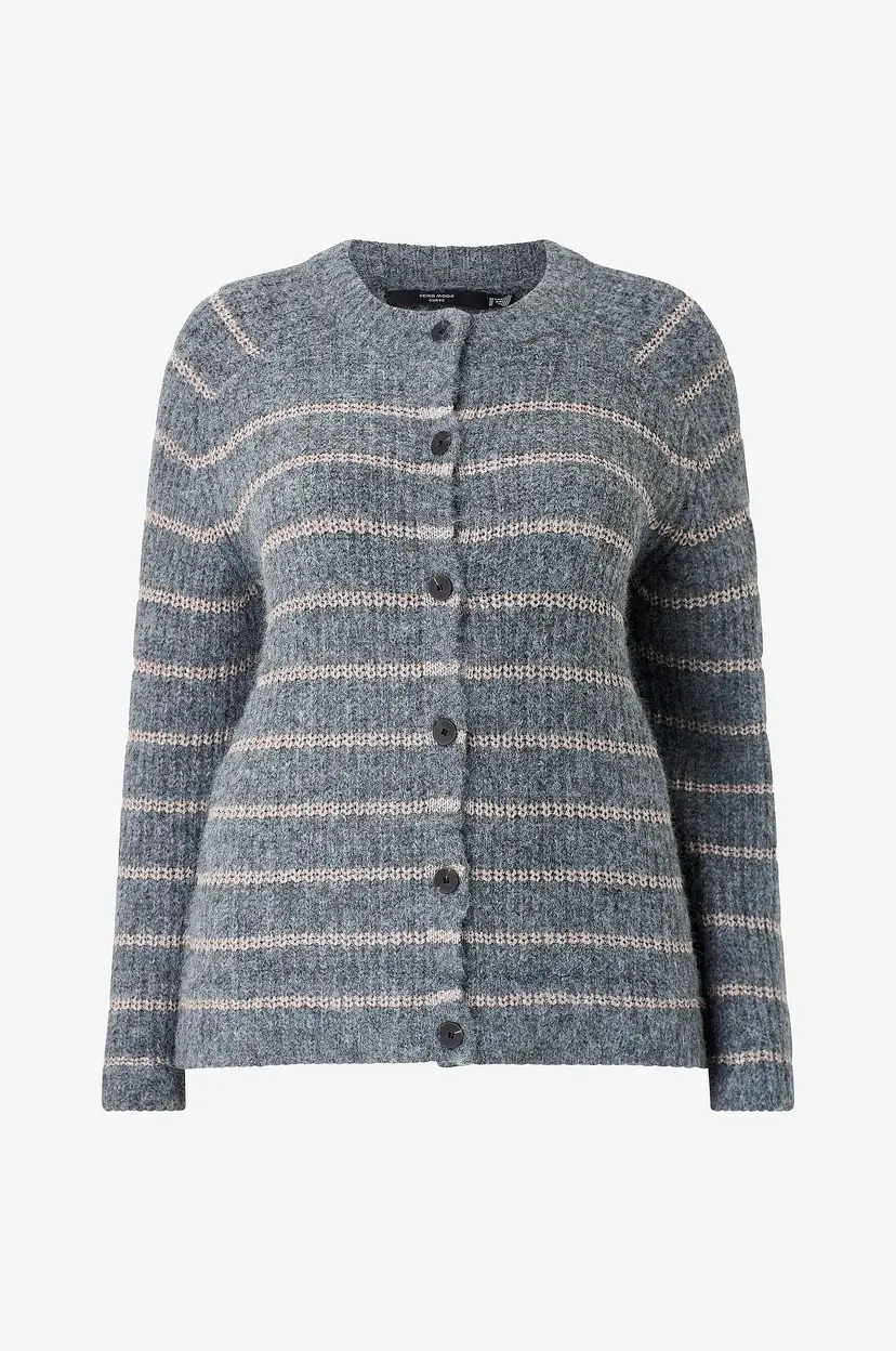 Vero Moda Curve Kardigan vmcAwesome Shine LS O-nck Stripe - Grå