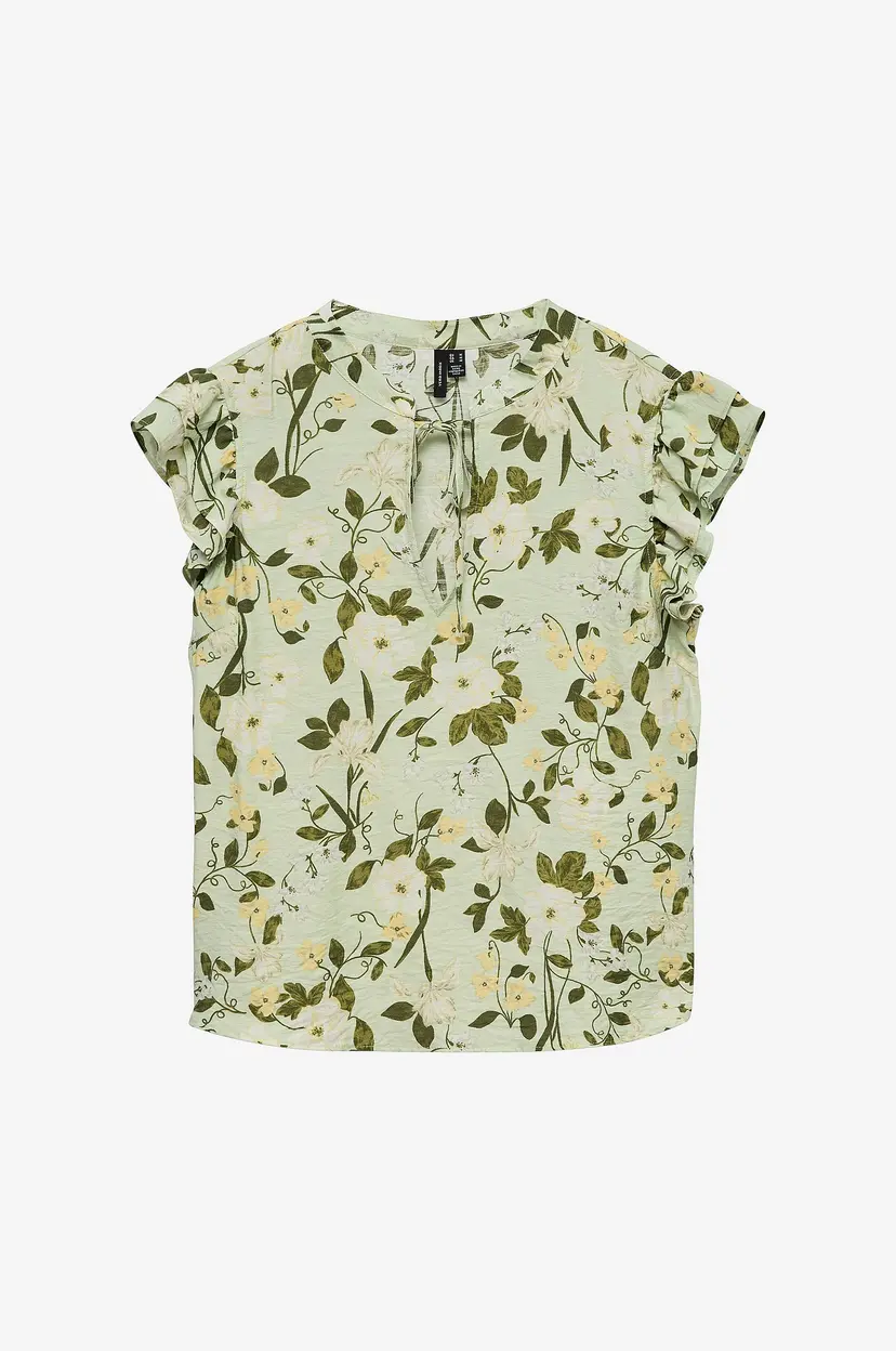 Vero Moda Bluse vmNellie Celia SL Frill Top Wvn - Grønn