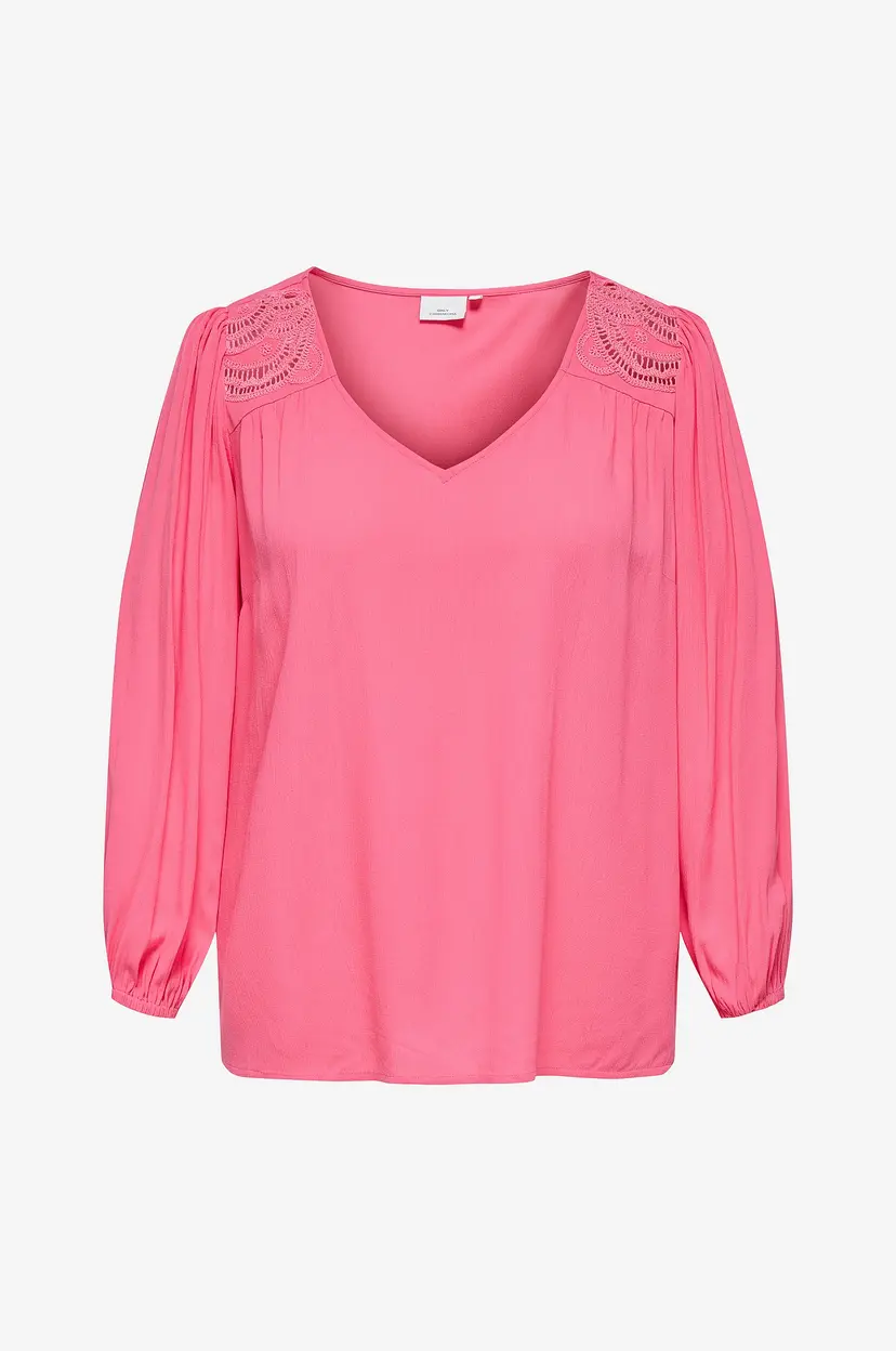 Only Carmakoma Bluse carSelasi LS V-neck - Rosa