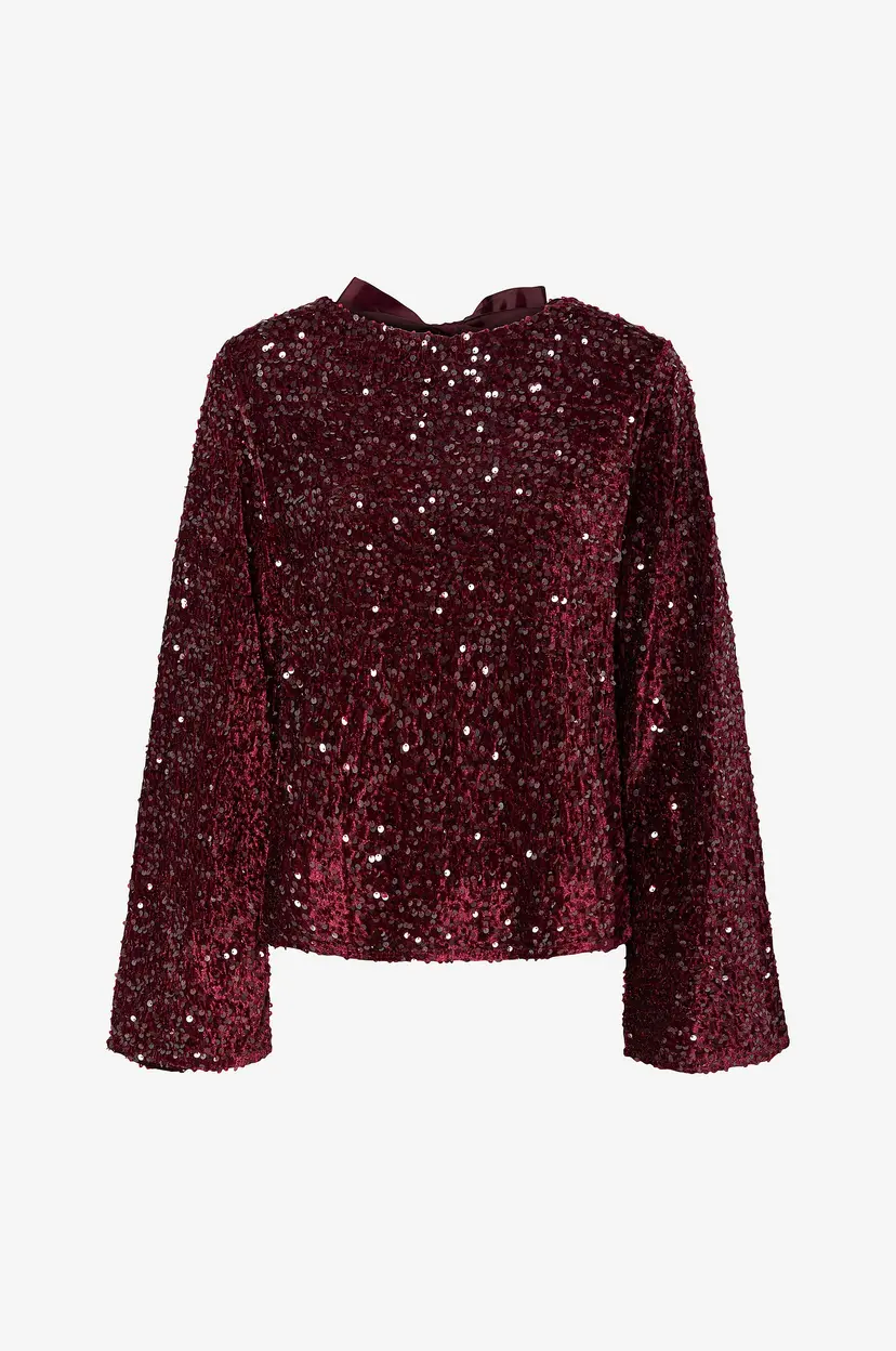 Pieces Topp pcKam LS Deep Back Bow Top BC - Rød