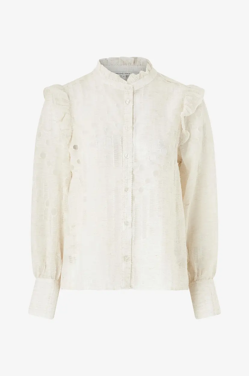 Second Female Bluse Nete Frill Shirt - Hvit