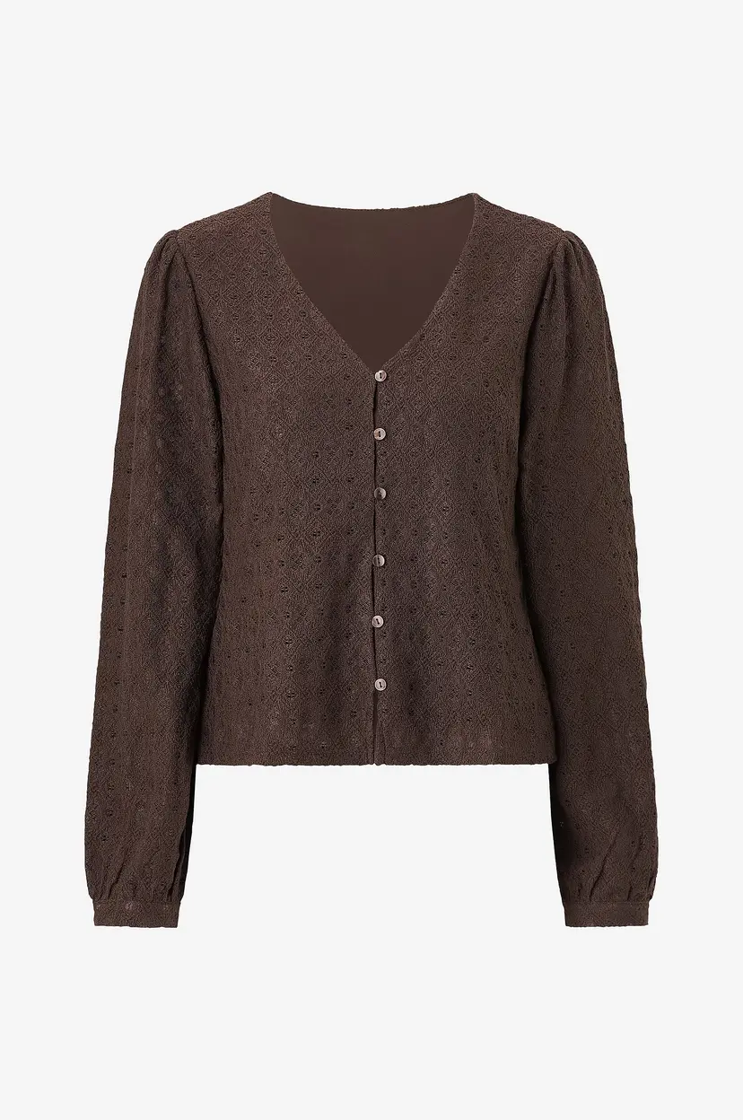 Object Collectors Item Bluse Objlaila L/S V-Neck Top - Brun