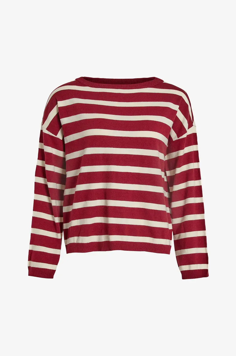 Vila Topp Viamanda L/S Boatneck Knit - Rød