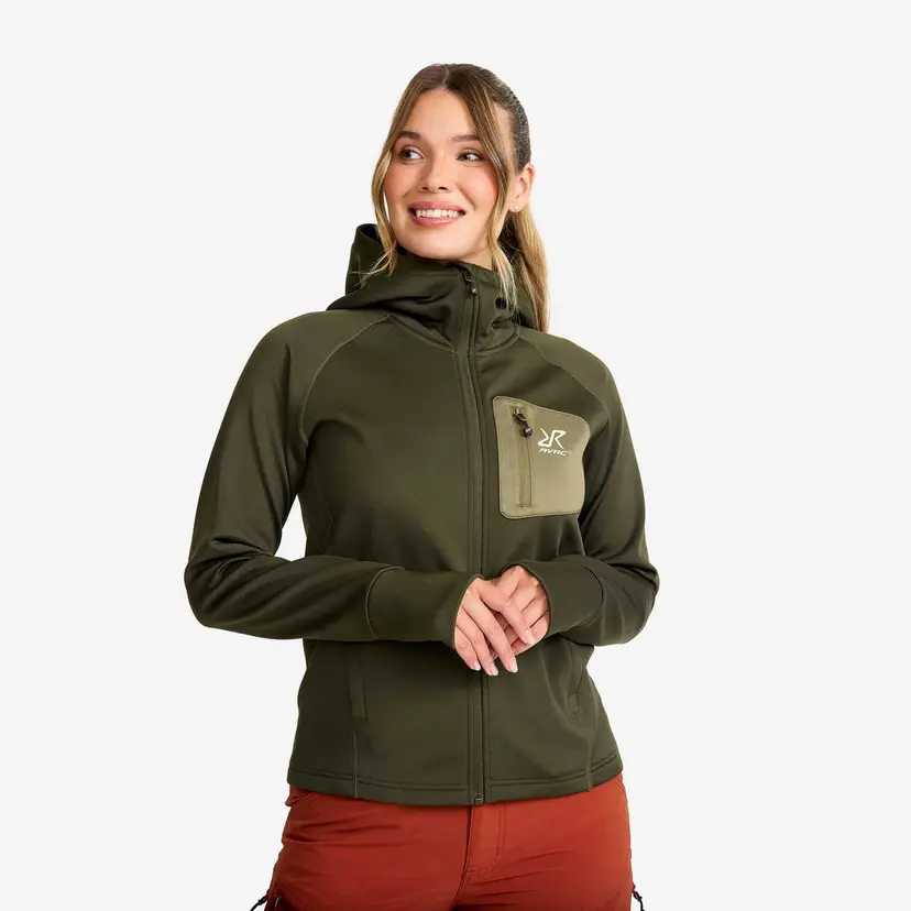 RevolutionRace Evolution Stretch Fleece Hoodie Dame Forest Night