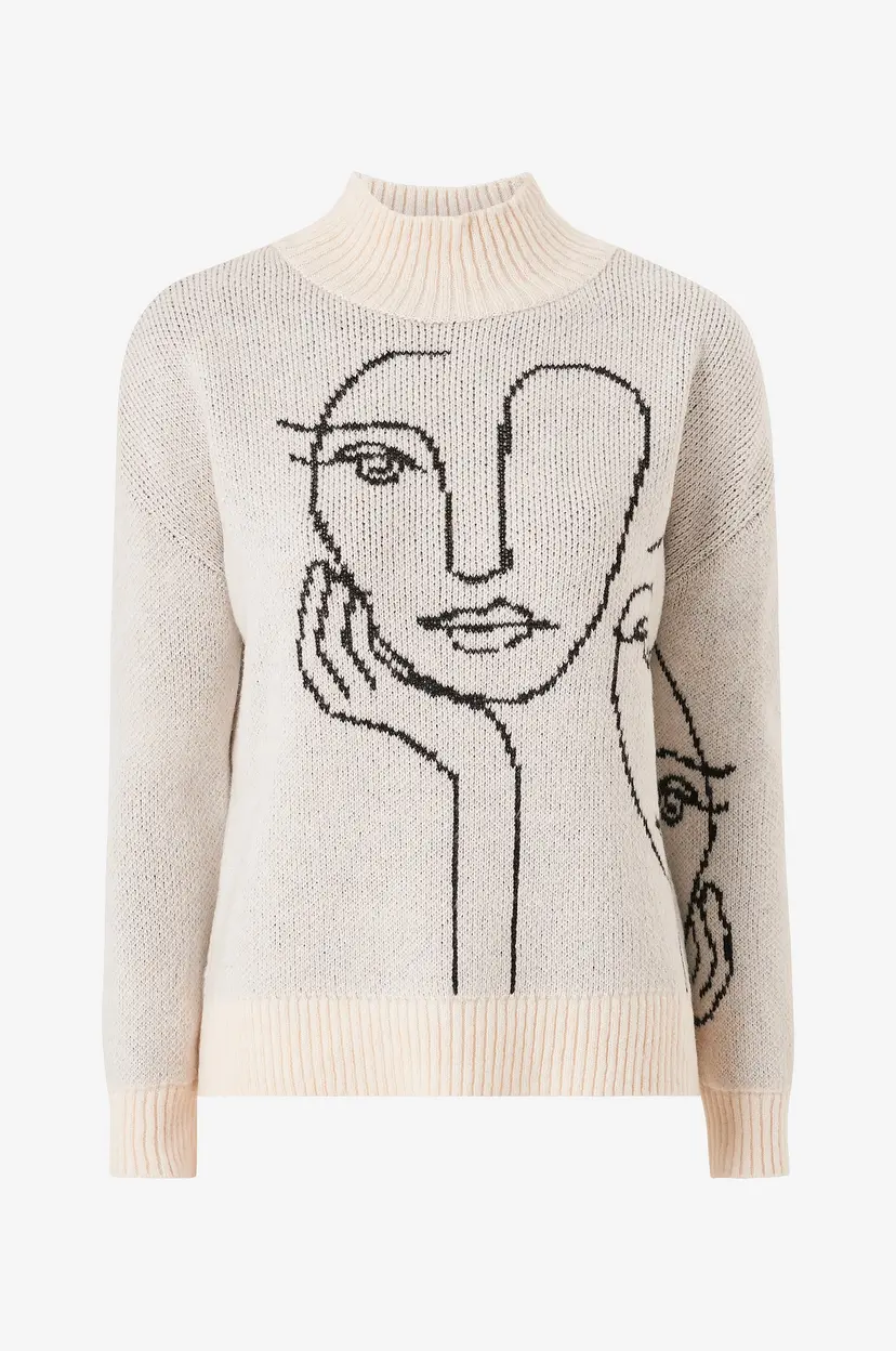 ONLY Genser onlViso LS Jaquard High Neck Knt - Beige