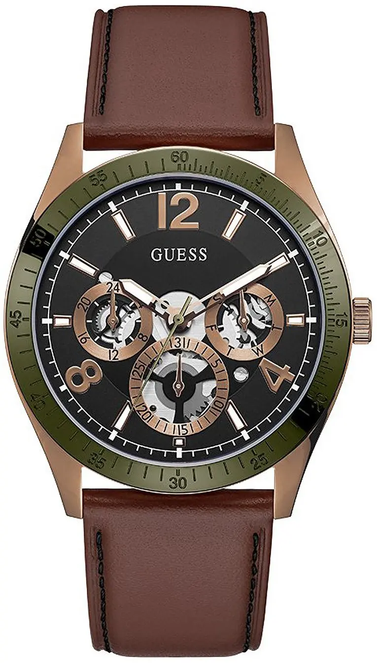 Guess Guess Herreklokke GW0216G2 Multifunction Sort/Lær Ø44 mm