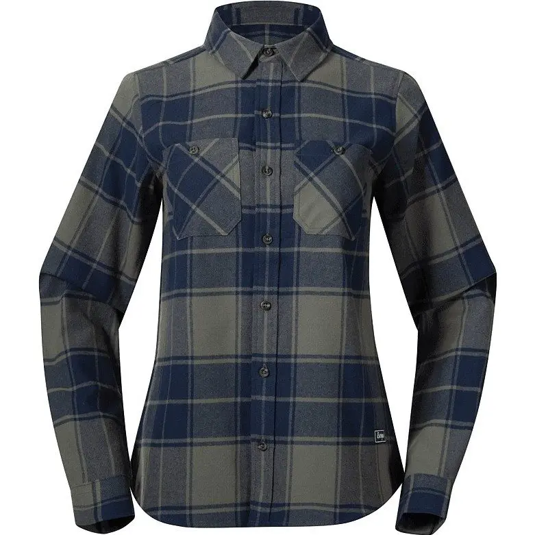 Bergans Bergans Nordmarka Flannel Shirt Women Green Mud/Navy Blue Check