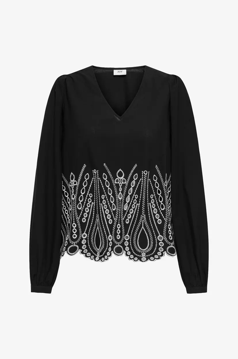 JDY Bluse jdyMiley L/S Anglaise Top Wvn - Svart