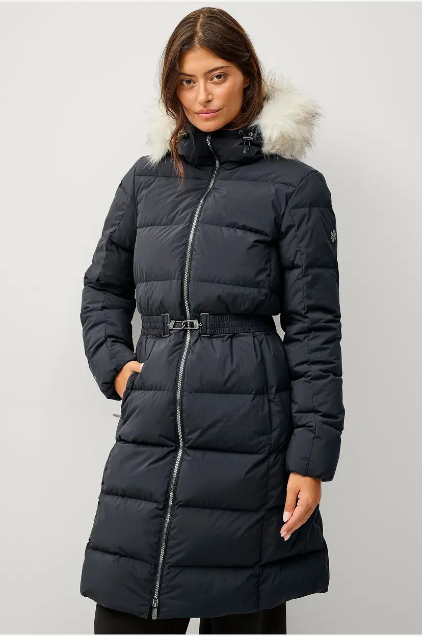 Áhkká Dunfrakk Gold Mid Down Coat Matte - Svart
