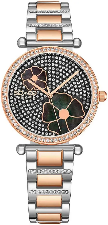 So & Co New York So & Co New York Dameklokke 5582.3 Madison Sort/Rose-gulltonet